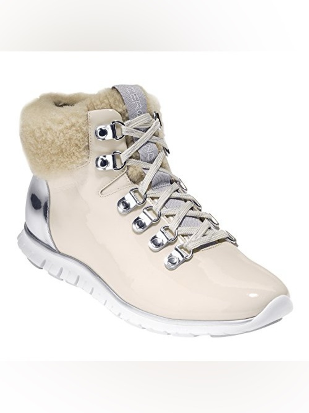 Cole Haan ZEROGRAND Waterproof Hiker Boot Women's 6.5 Ivory Leather W09835